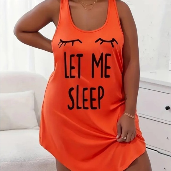 New! Women's Plus Casual Sleep Dress, Size X-Large. Eyelash & Letter Print - Picture 3 of 6